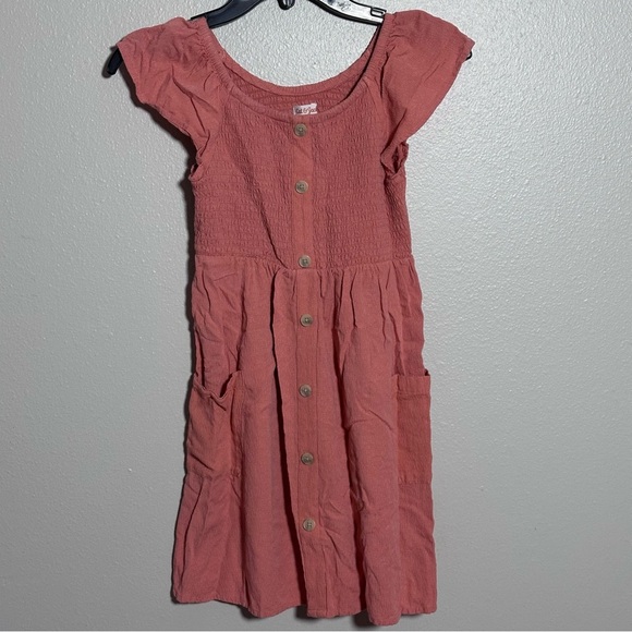 Cat & Jack Kids Girls Orange Smocked Summer Dress size L(10/12). - Picture 2 of 8